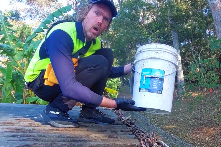 
merimbula Gutter cleaning demonstrates the practicality of having a bucket.